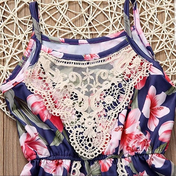 Toddler Floral Romper with lace trim! - Picture 2 of 2